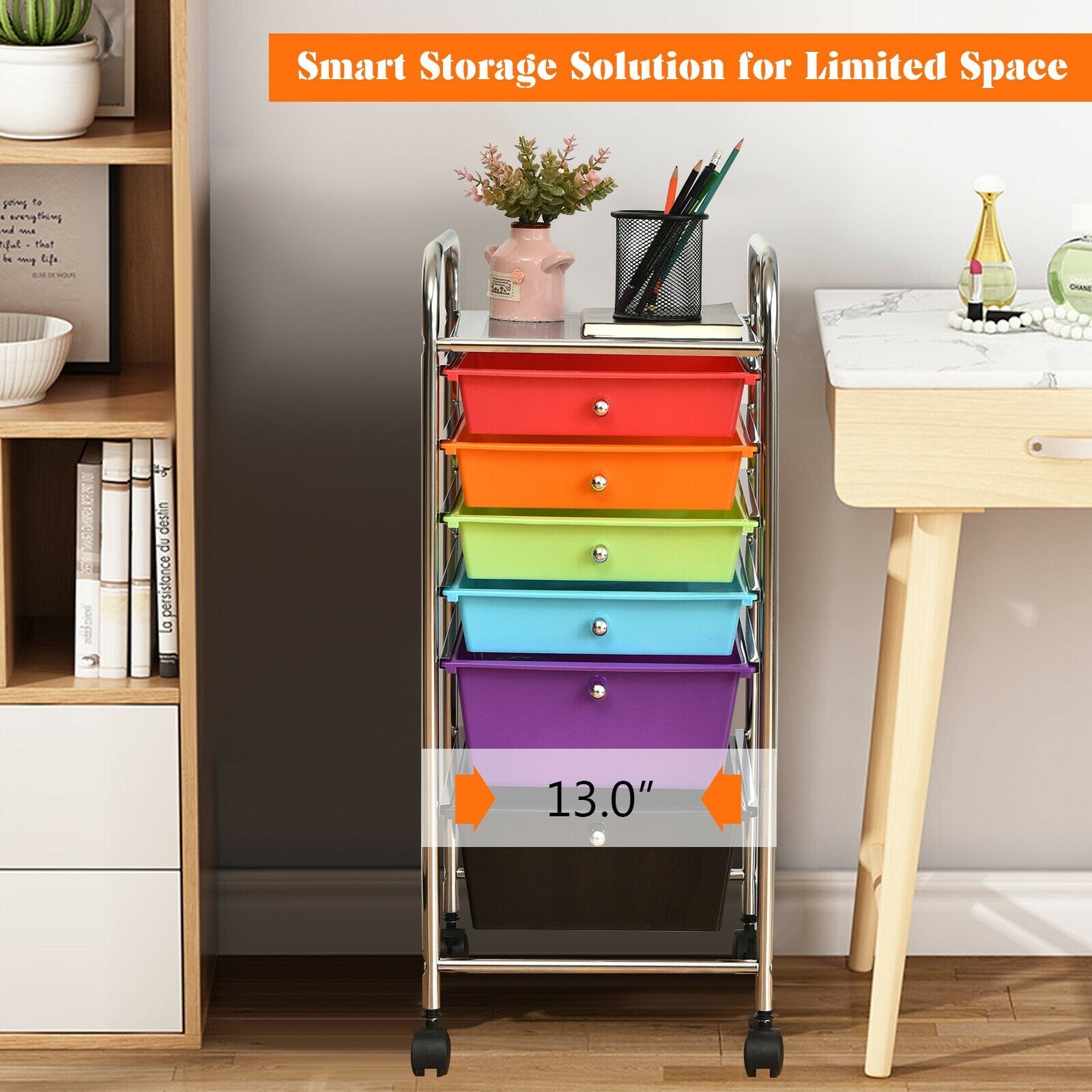 6 Drawers Rolling Storage Cart Organizer, Multicolor File Cabinets   at Gallery Canada