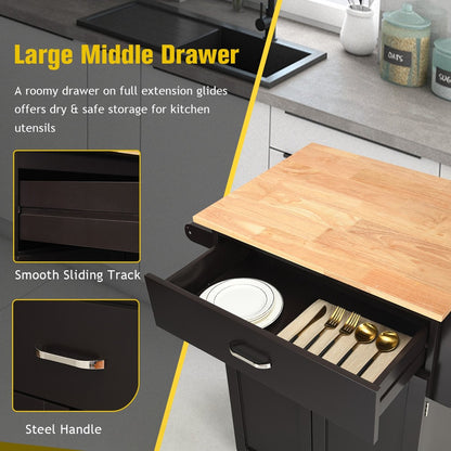 Utility Rolling Storage Cabinet Kitchen Island Cart with Spice Rack, Brown - Gallery Canada