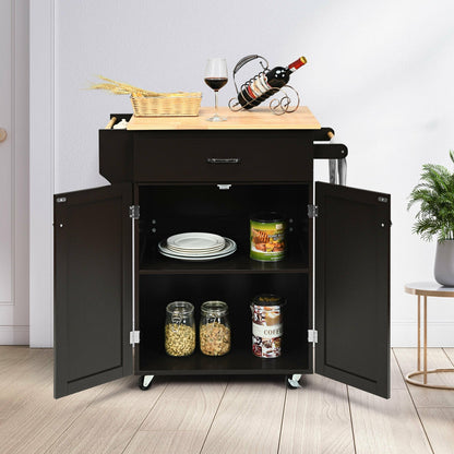 Utility Rolling Storage Cabinet Kitchen Island Cart with Spice Rack, Brown - Gallery Canada