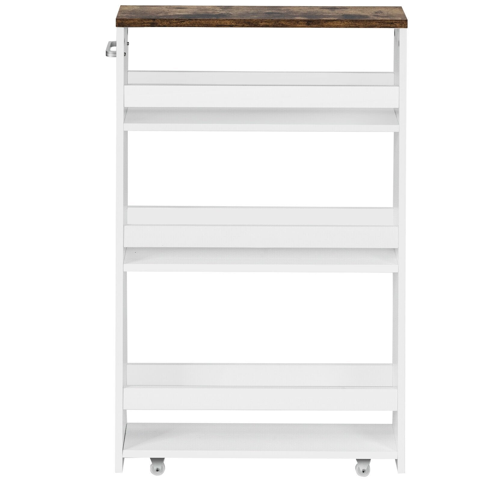 4 Tiers Rolling Slim Storage Kitchen Organizer Cart with Handle, White Kitchen Islands & Carts   at Gallery Canada