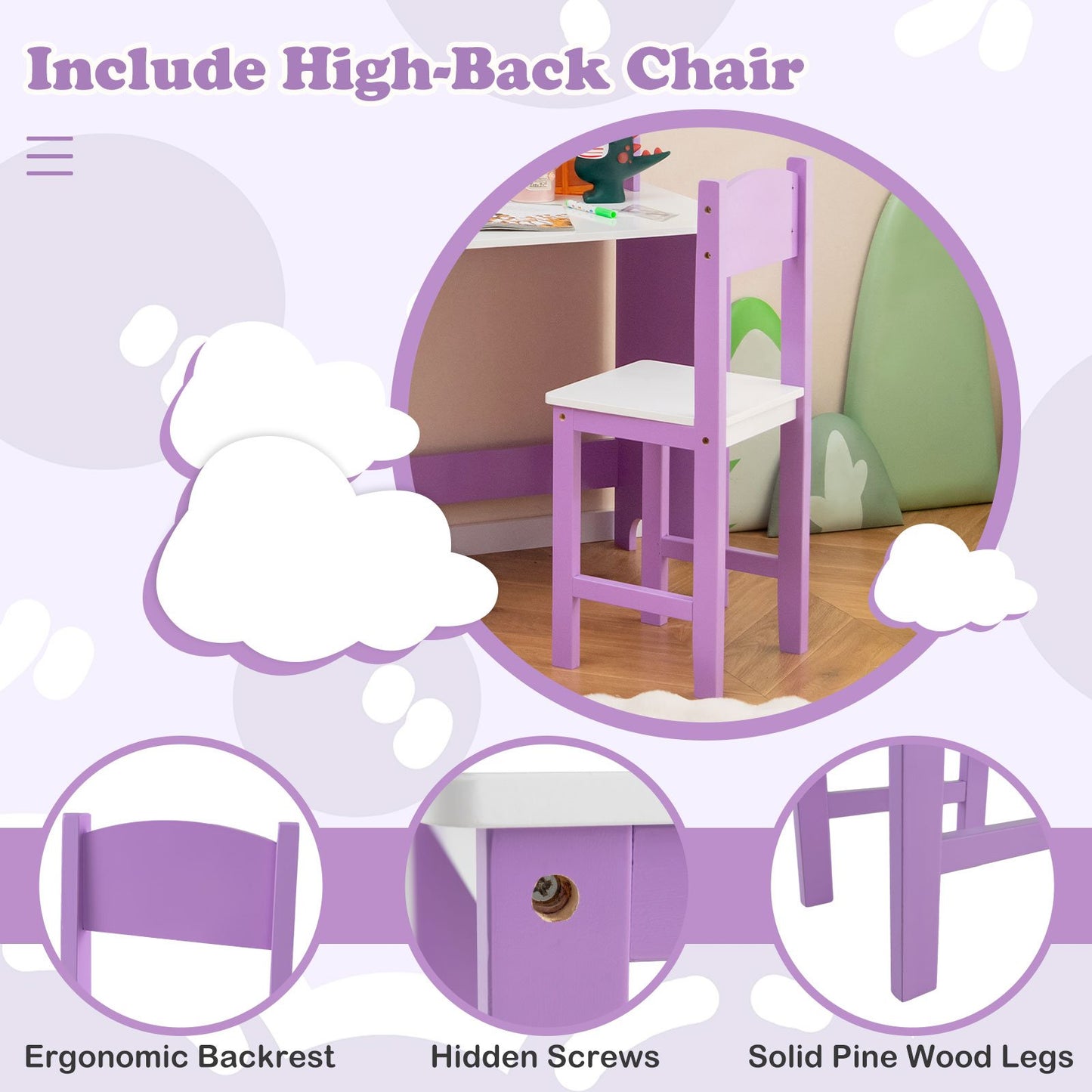 Kids Table and Chair Set for Arts  Crafts  Homework  Home School, Purple Kids Table & Chair Sets   at Gallery Canada