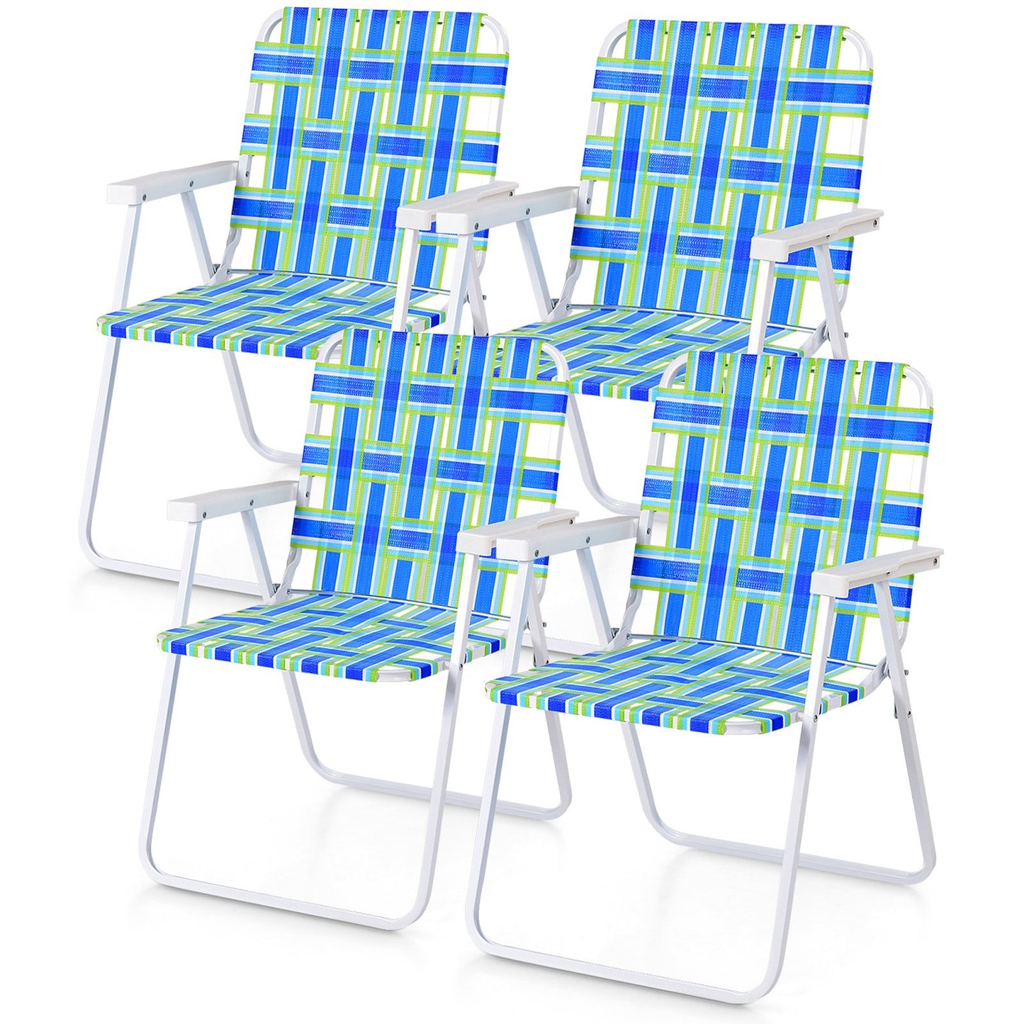 4 Pieces Folding Beach Chair Camping Lawn Webbing Chair, Blue Beach & Lawn Chairs   at Gallery Canada