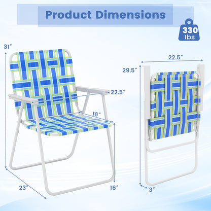 4 Pieces Folding Beach Chair Camping Lawn Webbing Chair, Blue Beach & Lawn Chairs   at Gallery Canada