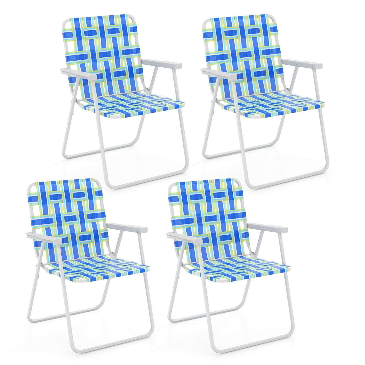 4 Pieces Folding Beach Chair Camping Lawn Webbing Chair, Blue Beach & Lawn Chairs   at Gallery Canada