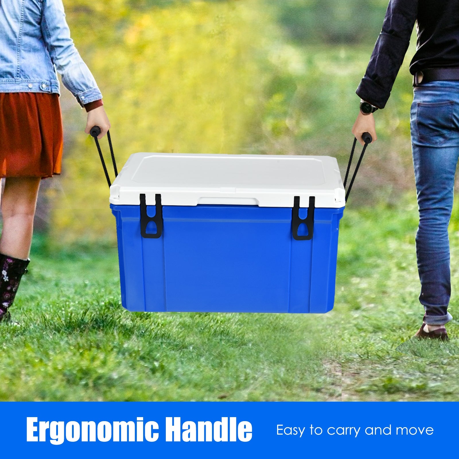 58 Quart Leak-Proof Portable Cooler Ice Box for Camping, Blue Coolers at Gallery Canada