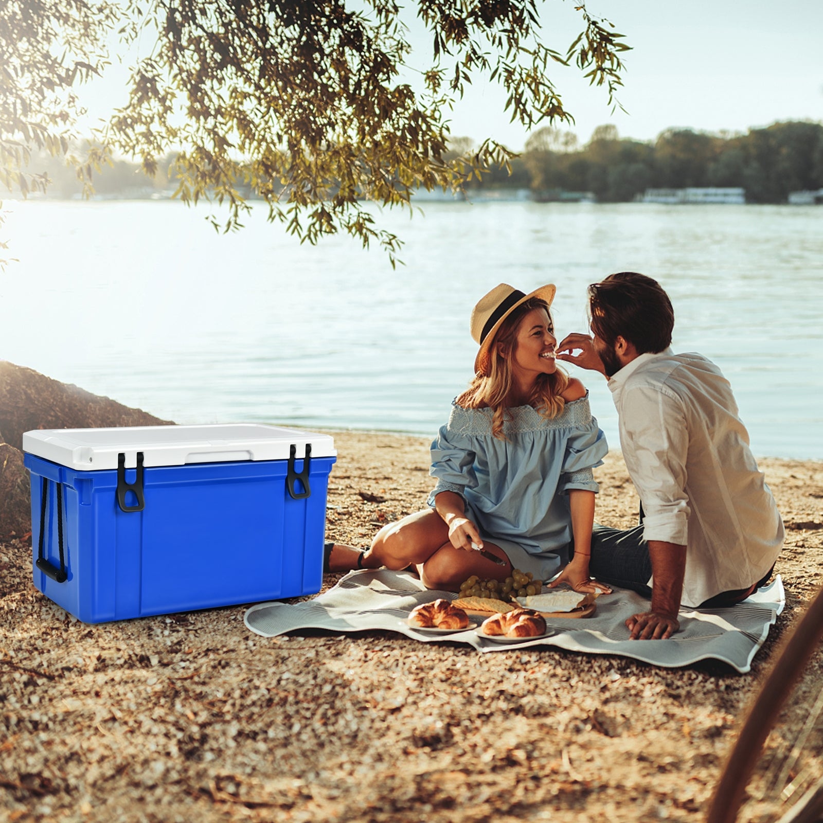 58 Quart Leak-Proof Portable Cooler Ice Box for Camping, Blue Coolers at Gallery Canada