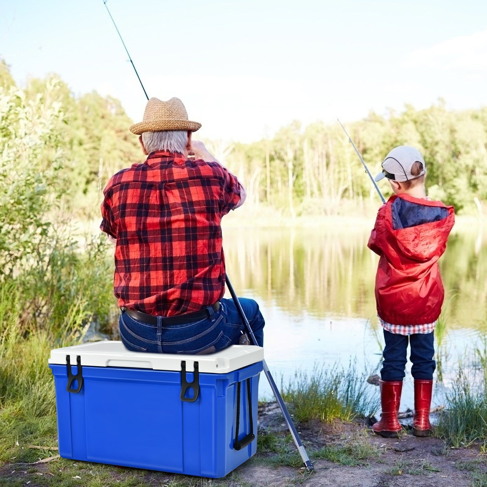 58 Quart Leak-Proof Portable Cooler Ice Box for Camping, Blue Coolers at Gallery Canada