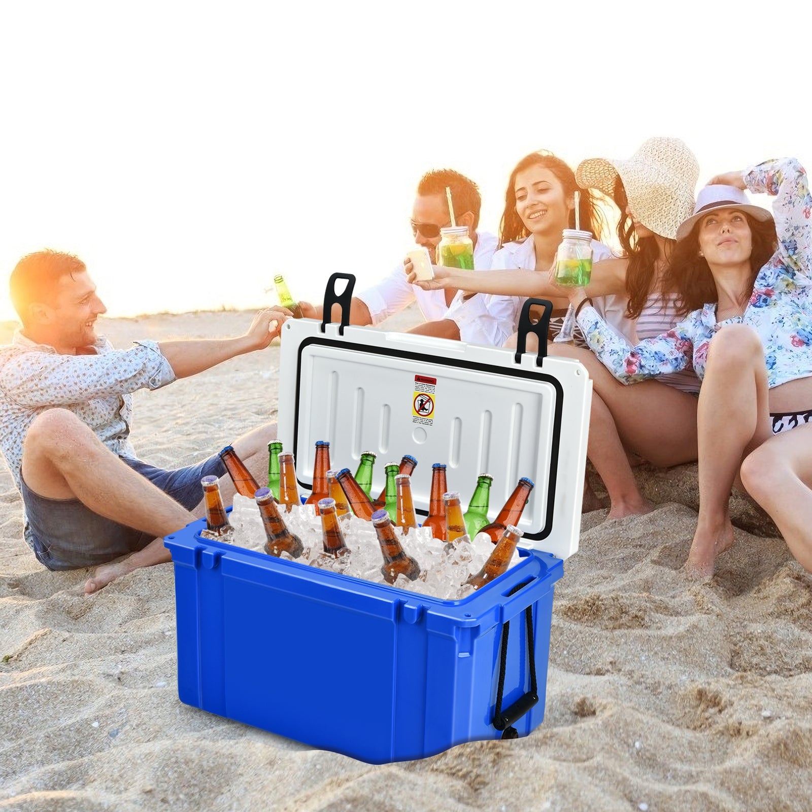 58 Quart Leak-Proof Portable Cooler Ice Box for Camping, Blue Coolers at Gallery Canada