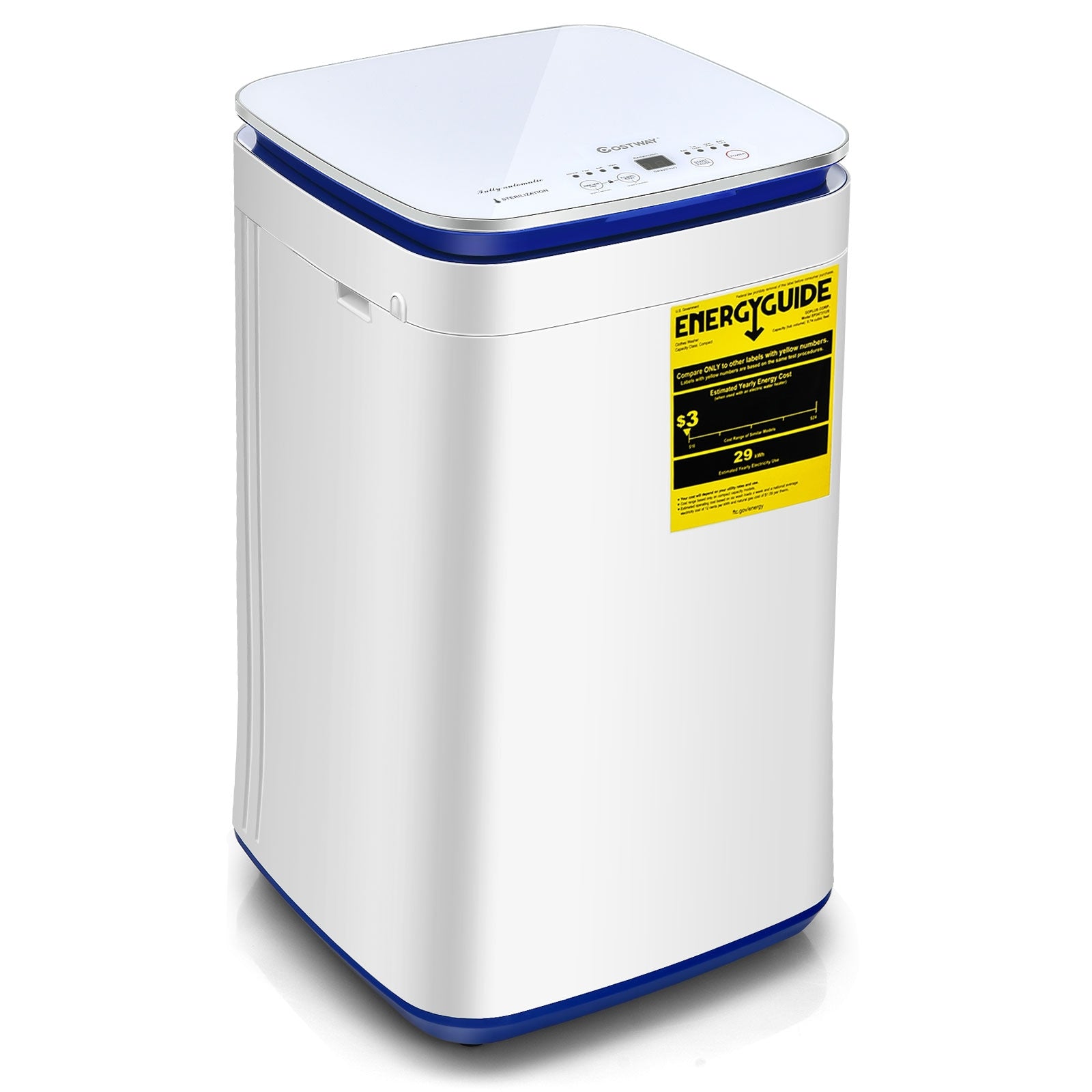7.7 lbs Compact Full Automatic Washing Machine with Heating Function Pump, White Washing Machines at Gallery Canada