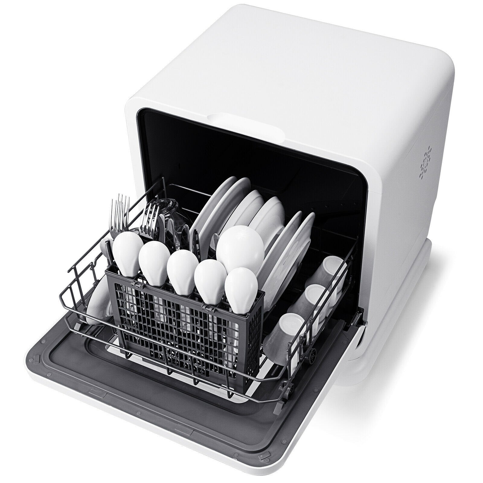 Portable Countertop Dishwasher Air Drying 5 Programs with 7.5L Water Tank, White Dishwashers   at Gallery Canada