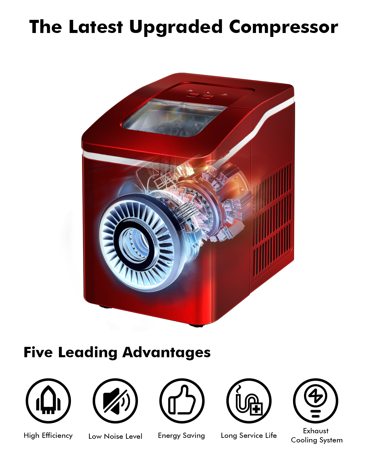 26lbs/24h Portable Countertop Ice Maker Machine with Scoop 9 Ice Cubes Ready in 8 minutes, Red Ice Makers at Gallery Canada