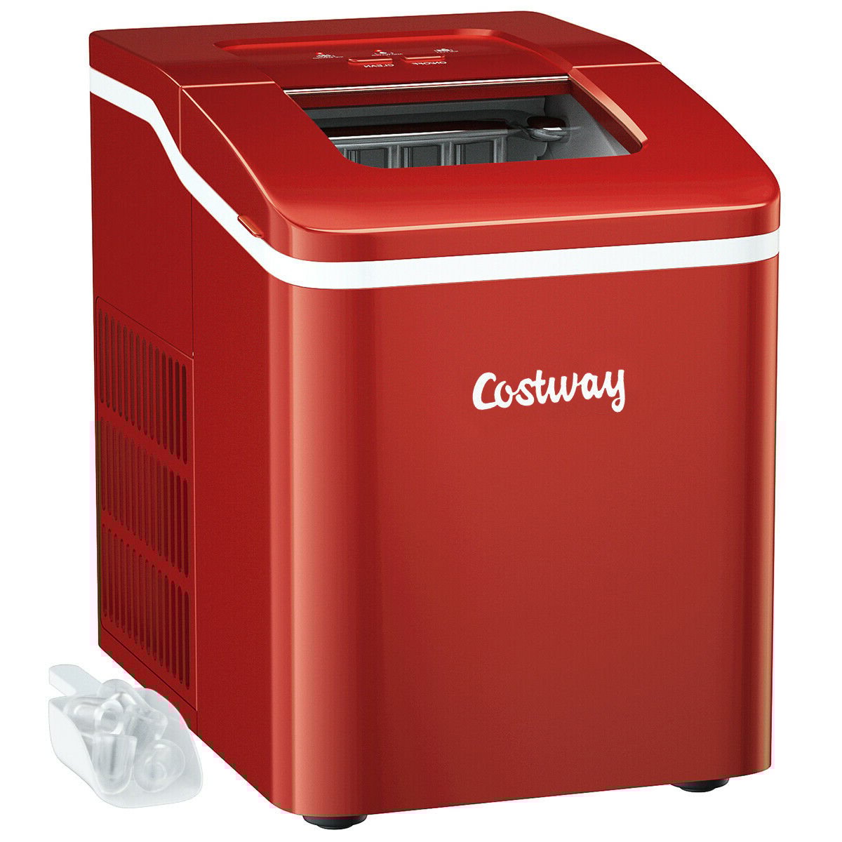 26lbs/24h Portable Countertop Ice Maker Machine with Scoop 9 Ice Cubes Ready in 8 minutes, Red Ice Makers Red at Gallery Canada