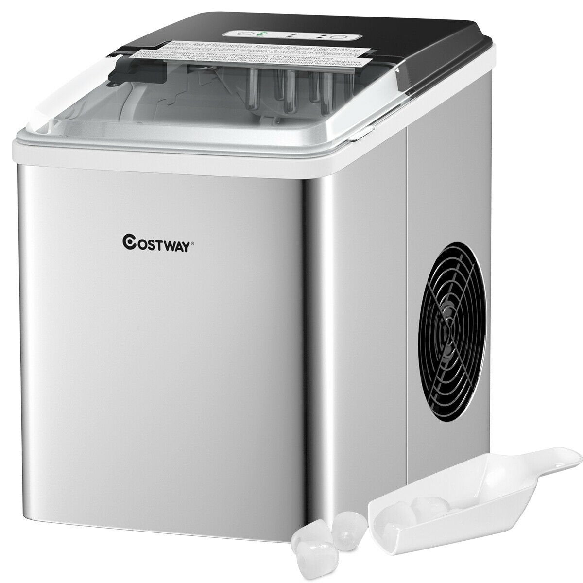 Stainless Steel 26 lbs/24 H Self-Clean Countertop Ice Maker Machine, Silver Ice Makers   at Gallery Canada