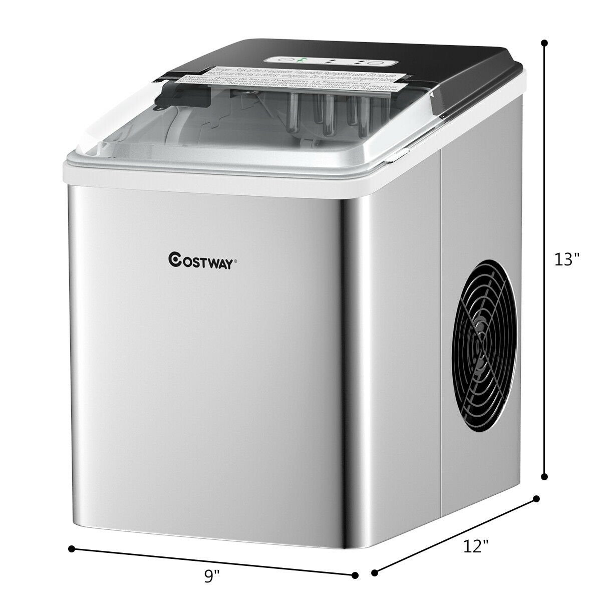 Stainless Steel 26 lbs/24 H Self-Clean Countertop Ice Maker Machine, Silver Ice Makers   at Gallery Canada