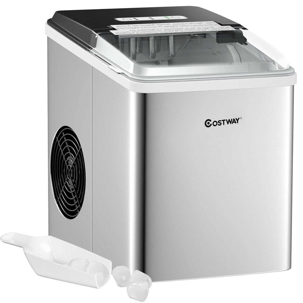 Stainless Steel 26 lbs/24 H Self-Clean Countertop Ice Maker Machine, Silver Ice Makers   at Gallery Canada