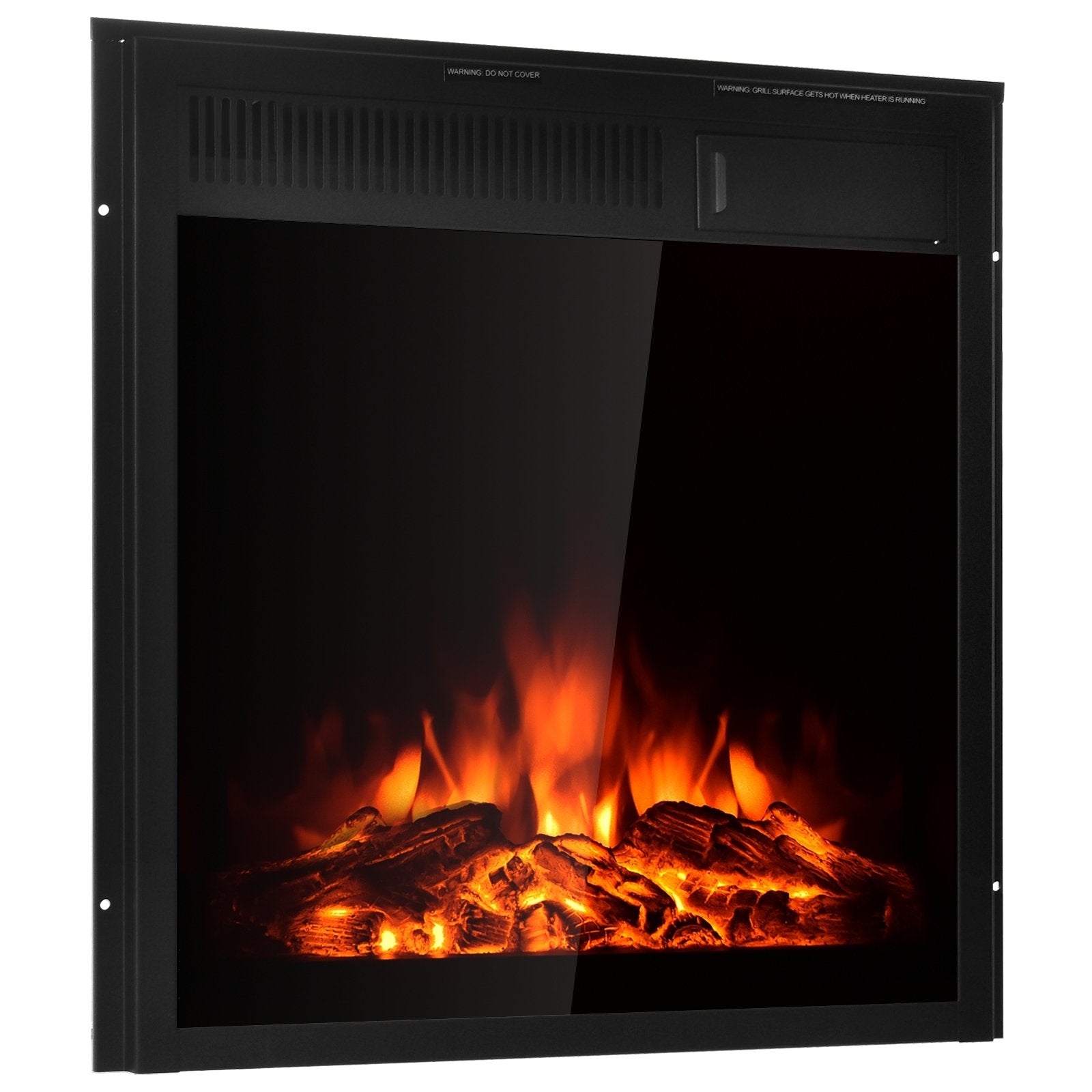 22.5 Inch Electric Fireplace Insert Freestanding and Recessed Heater, Black - Gallery Canada