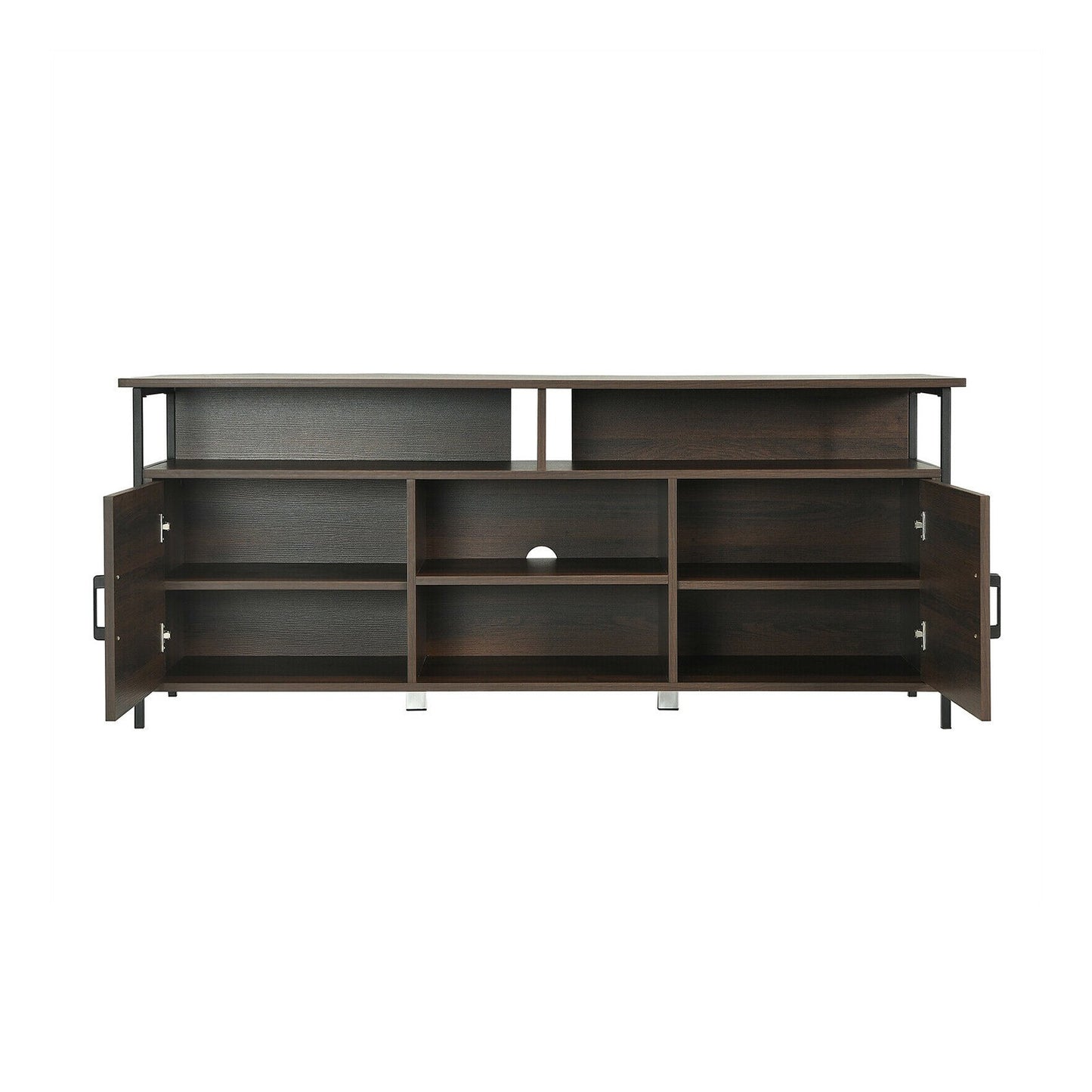 58 Inch Wood TV Stand Entertainment Media Center Console with Storage Cabinet, Brown - Gallery Canada