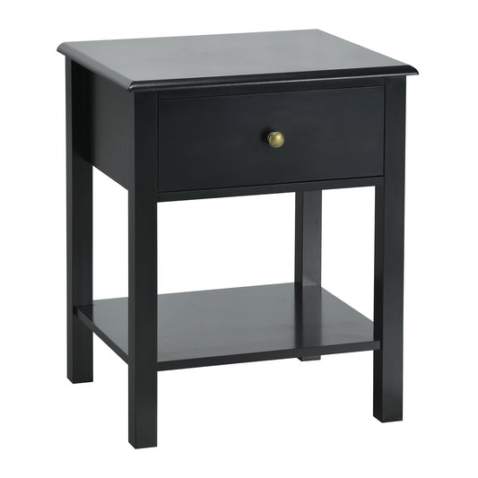 Nightstand End Table with Drawer and Shelf, Black Nightstands   at Gallery Canada