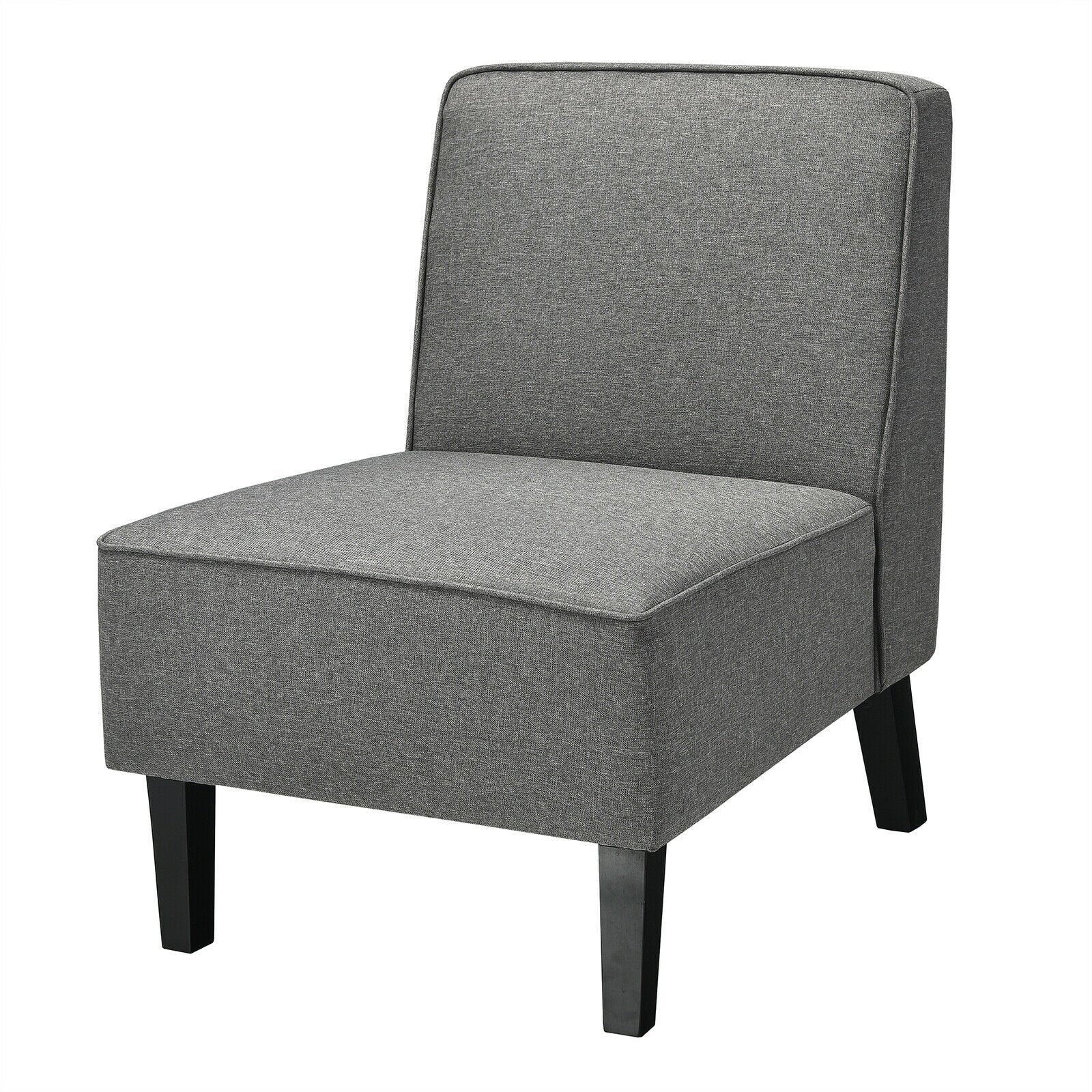 Single Fabric Modern Armless Accent Sofa Chair with Rubber Wood Legs, Gray Accent Chairs   at Gallery Canada