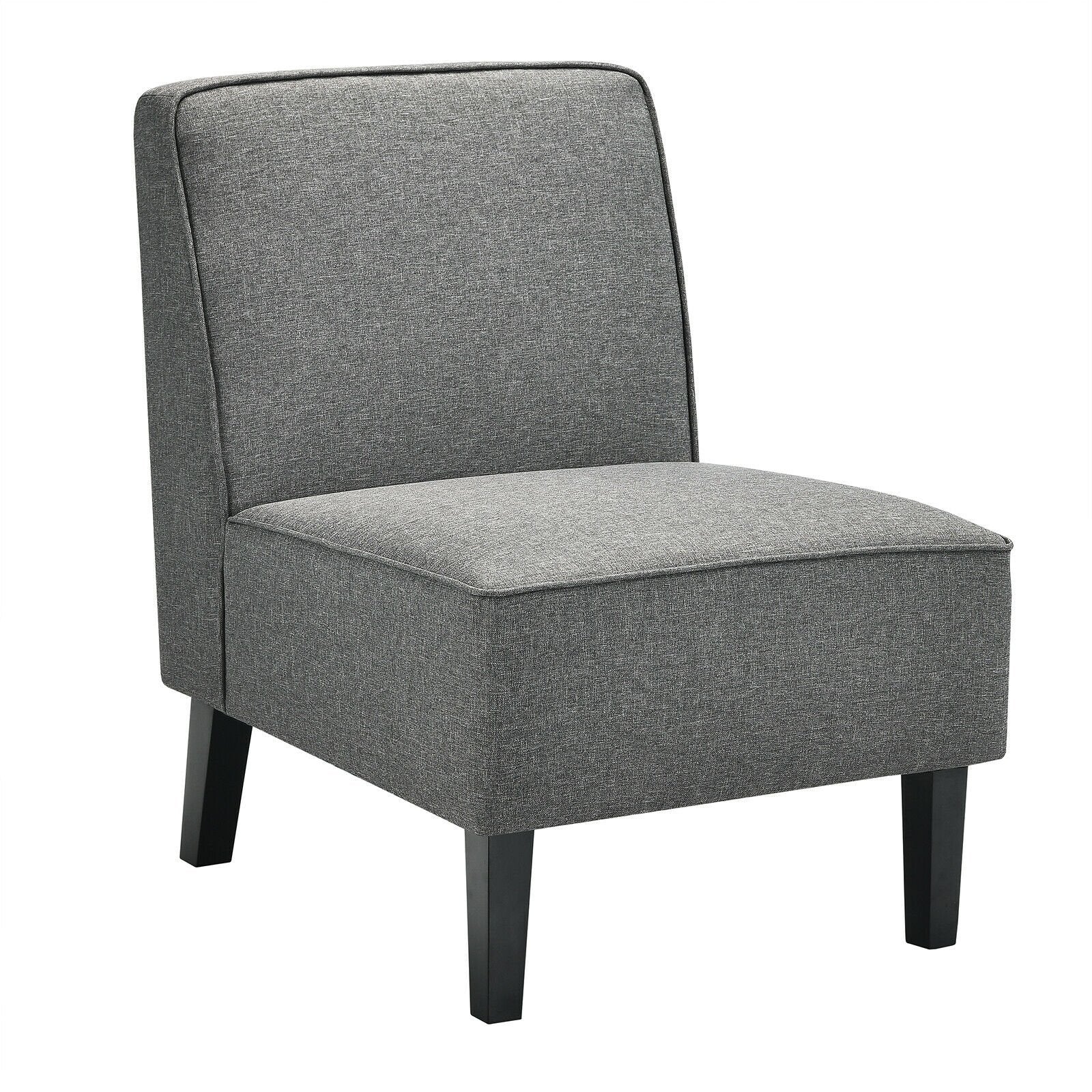 Single Fabric Modern Armless Accent Sofa Chair with Rubber Wood Legs, Gray Accent Chairs   at Gallery Canada