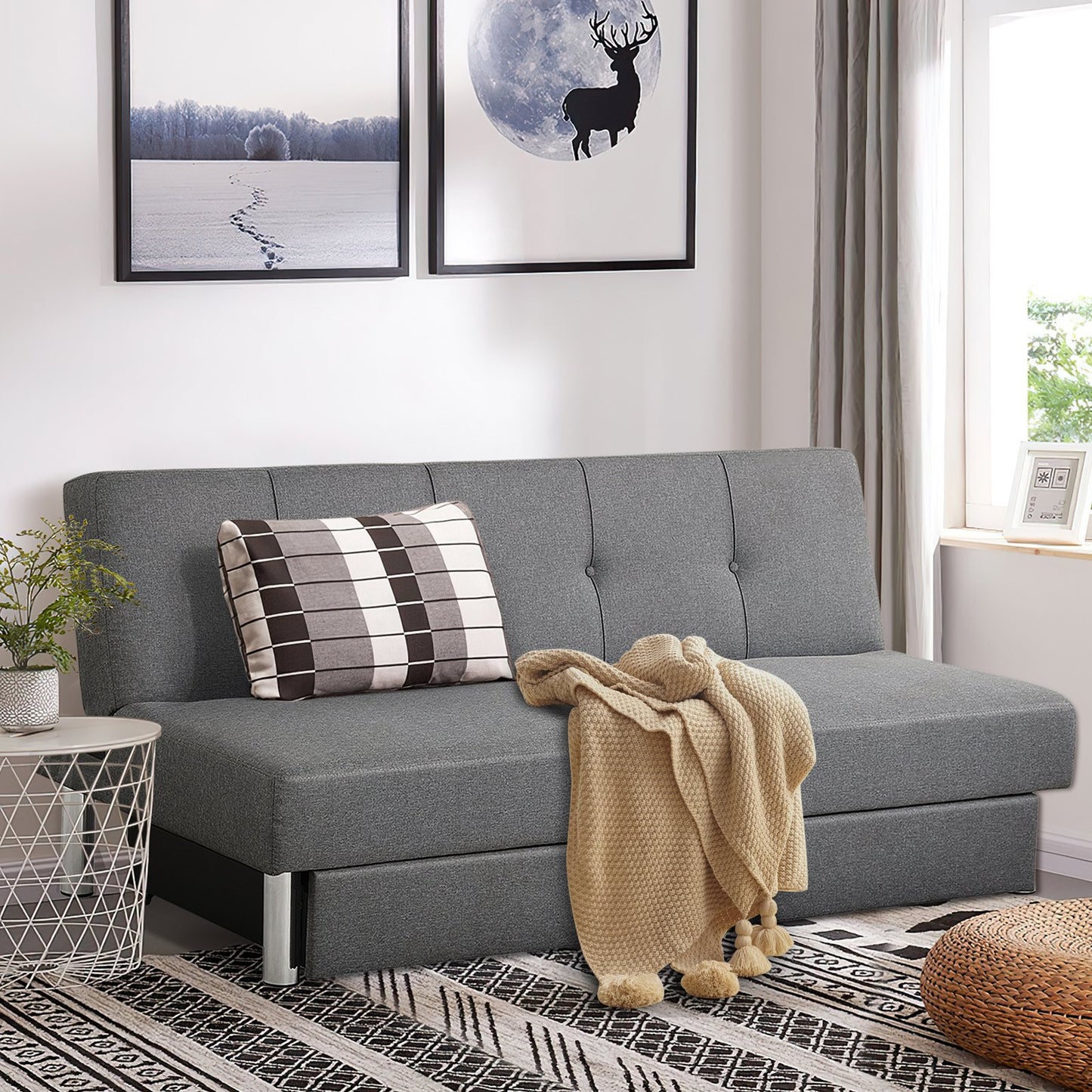 3-Seat Convertible Sofa Bed with 2 Large Drawers and 3 Adjustable Angles, Gray Sofas & Loveseats   at Gallery Canada