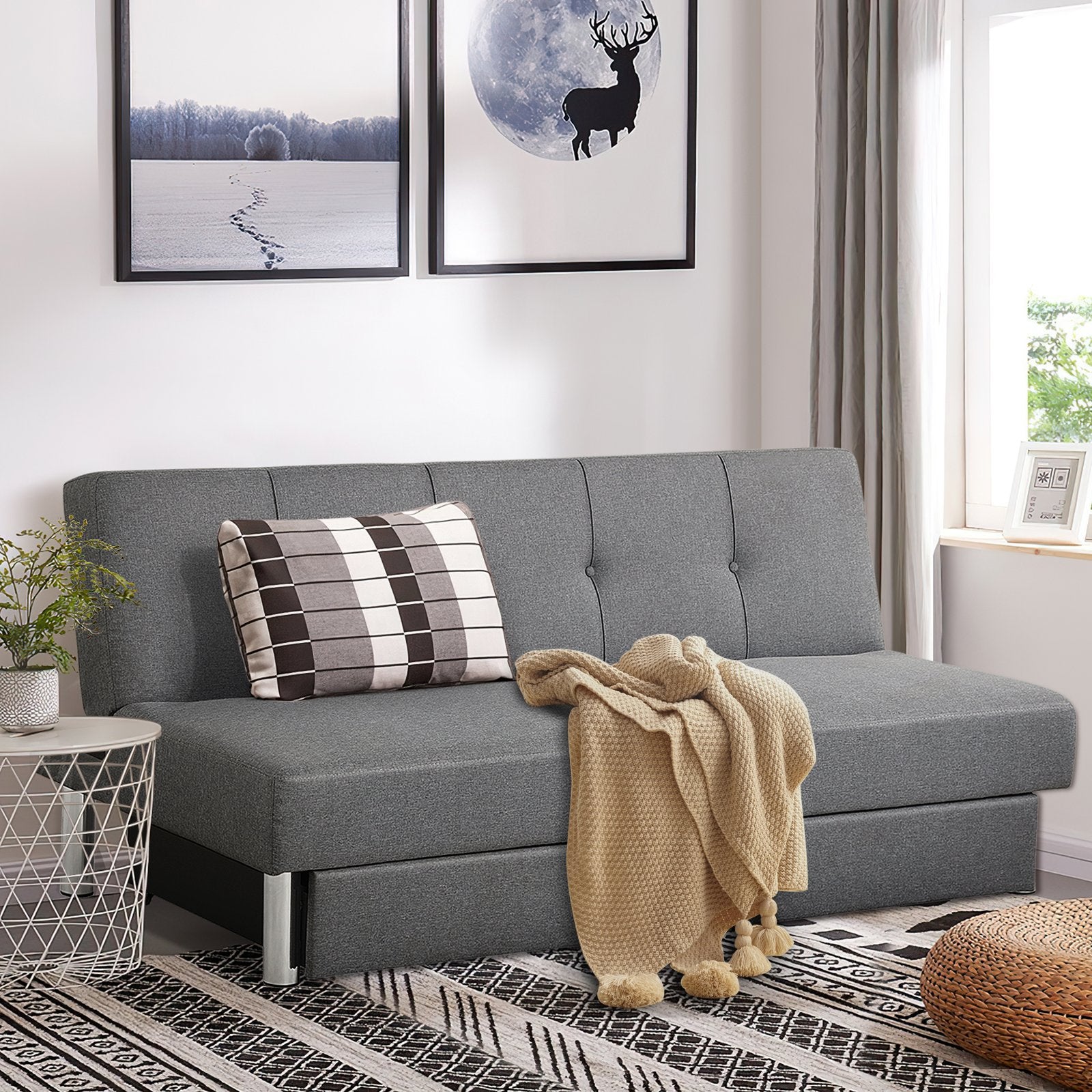 3-Seat Convertible Sofa Bed with 2 Large Drawers and 3 Adjustable Angles, Gray Sofas & Loveseats   at Gallery Canada