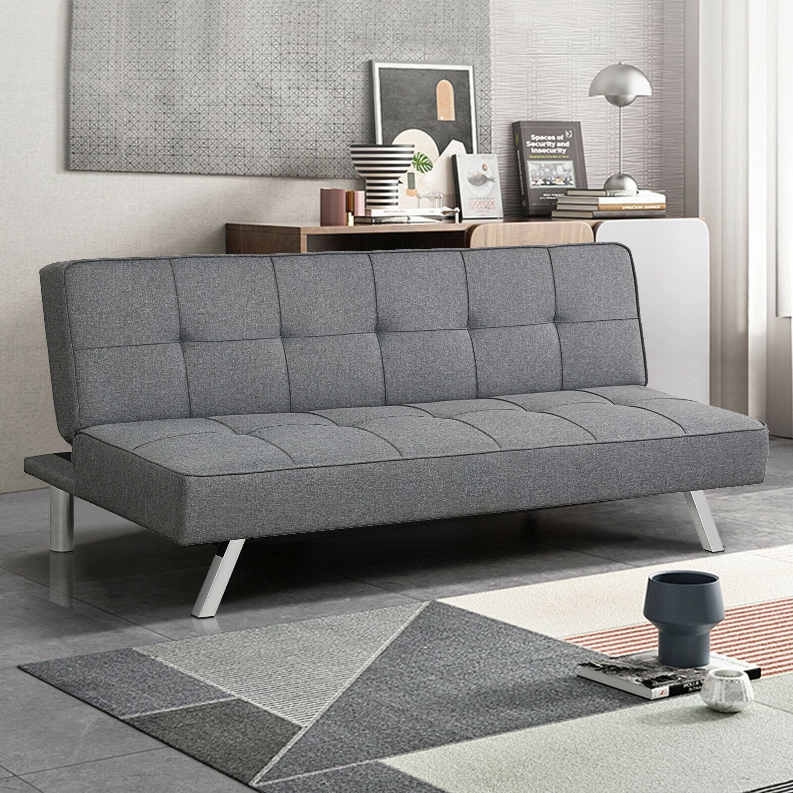 3-Seat Convertible Sofa Bed with High-Density Sponge for Living Room, Gray Sofas & Loveseats   at Gallery Canada