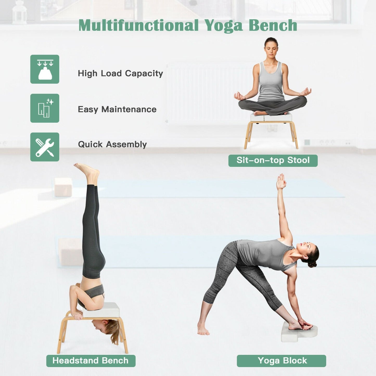 Yoga Headstand Bench Thick Pad for Relieve Fatigue and Body Building, White Yoga Benches   at Gallery Canada