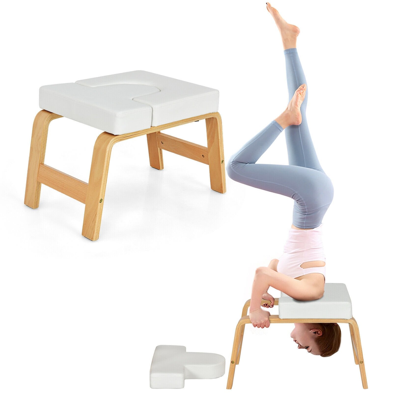 Yoga Headstand Bench Thick Pad for Relieve Fatigue and Body Building, White Yoga Benches   at Gallery Canada