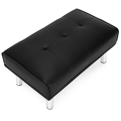 Rectangle Tufted Ottoman with Stainless Steel Legs for Living Room, Black Ottomans   at Gallery Canada