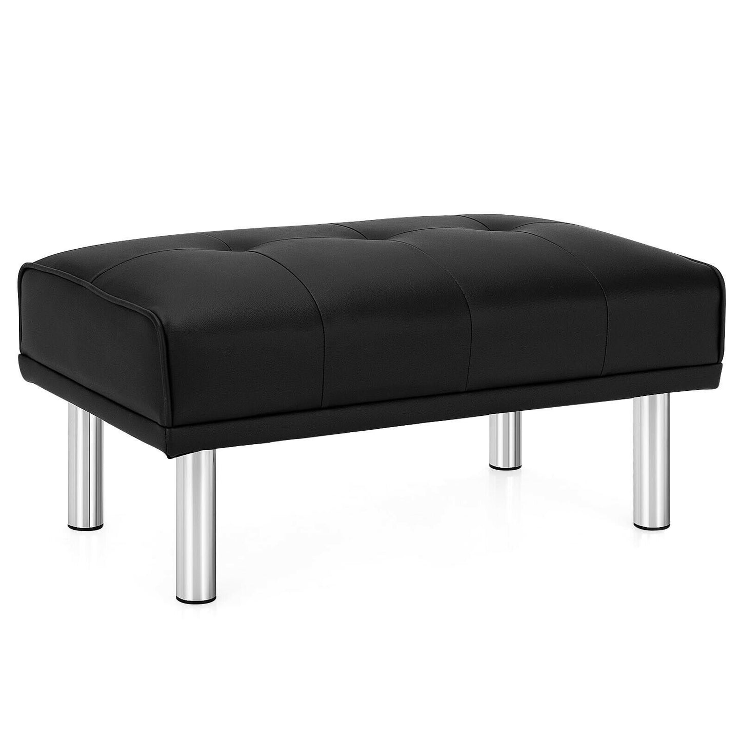 Rectangle Tufted Ottoman with Stainless Steel Legs for Living Room, Black Ottomans   at Gallery Canada