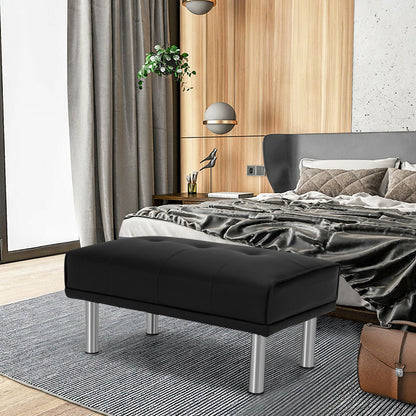 Rectangle Tufted Ottoman with Stainless Steel Legs for Living Room, Black Ottomans   at Gallery Canada