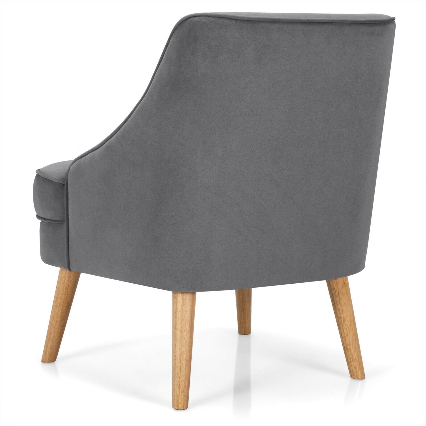 Mid Century Velvet Accent Chair with Rubber Wood Legs for Bedroom, Gray Accent Chairs   at Gallery Canada