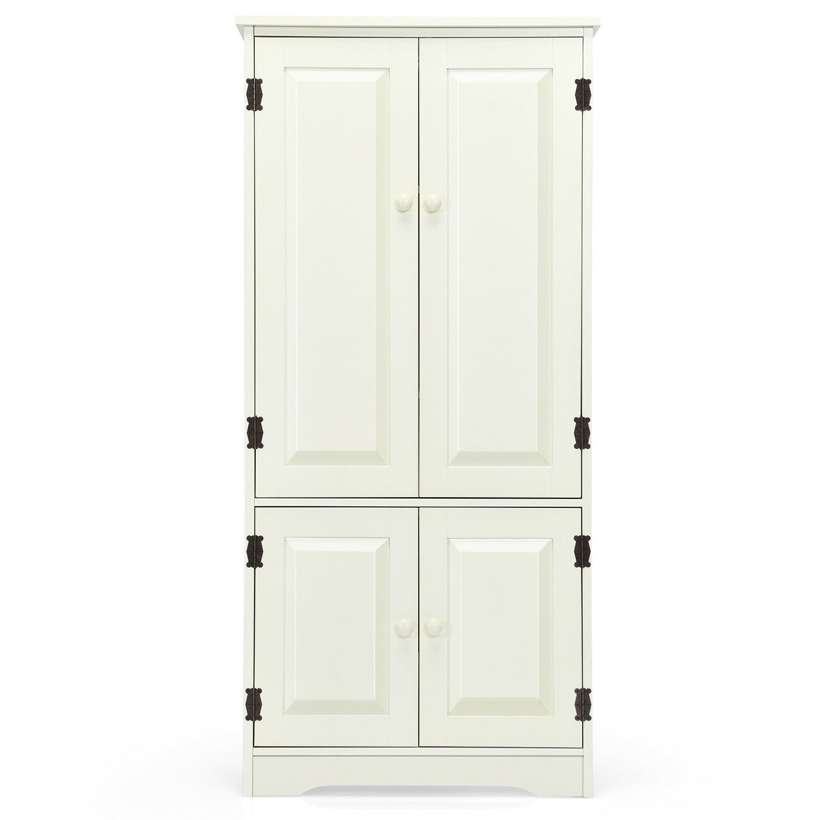 Accent Floor Storage Cabinet with Adjustable Shelves Antique 2-Door-Cream White, White Armoires & Wardrobes   at Gallery Canada