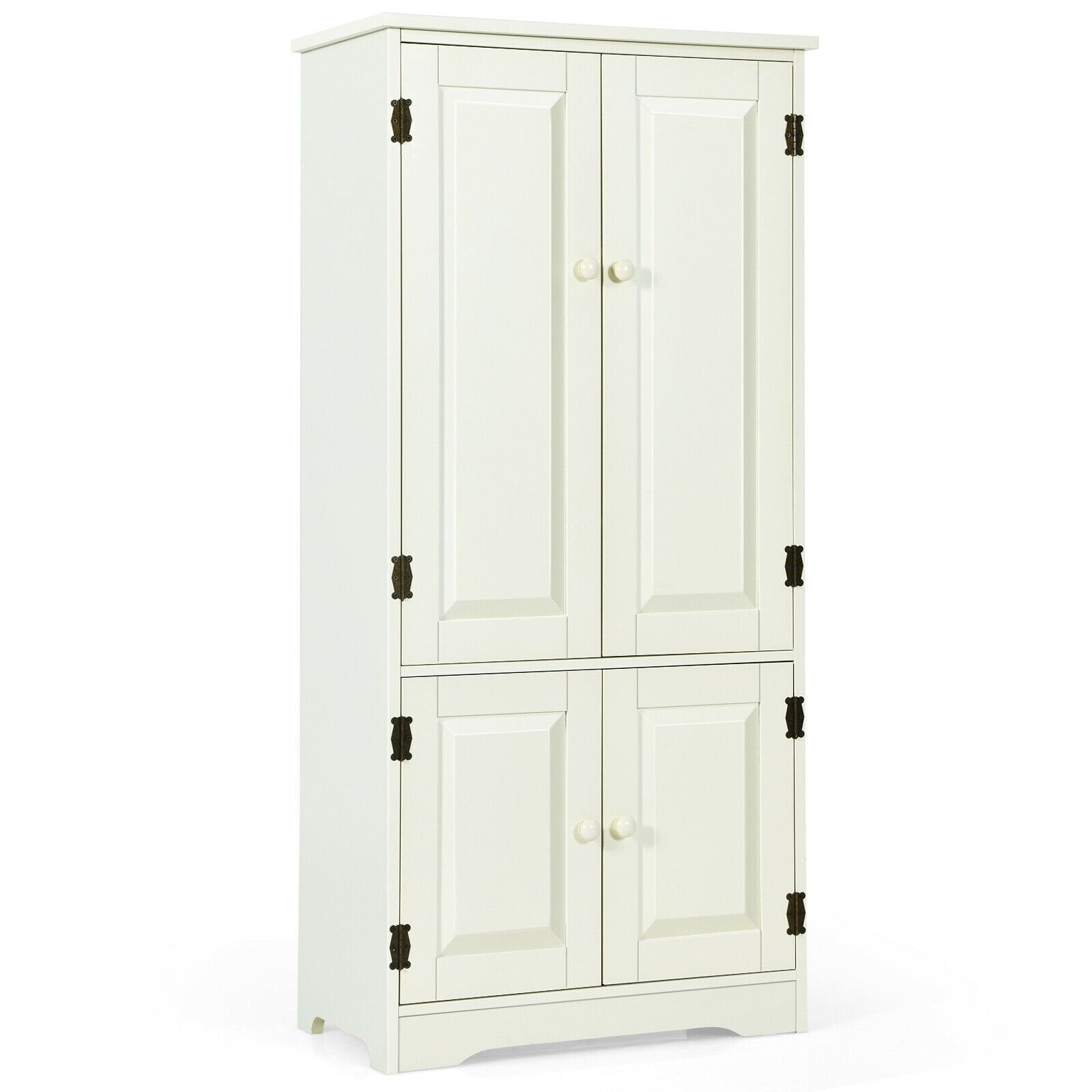 Accent Floor Storage Cabinet with Adjustable Shelves Antique 2-Door-Cream White, White Armoires & Wardrobes   at Gallery Canada