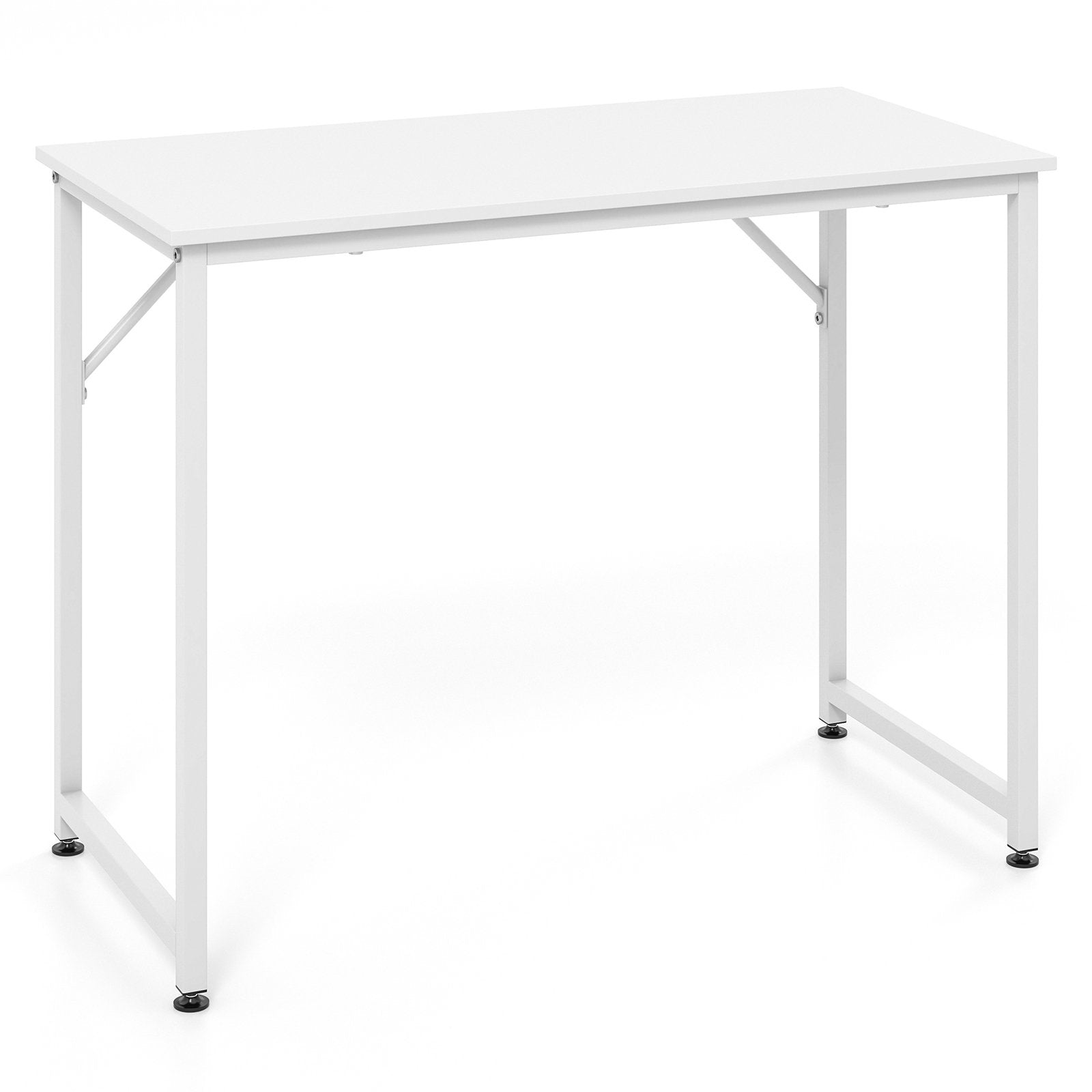 40 Inch Small Computer Desk with Heavy-duty Metal Frame, White Computer Desks   at Gallery Canada