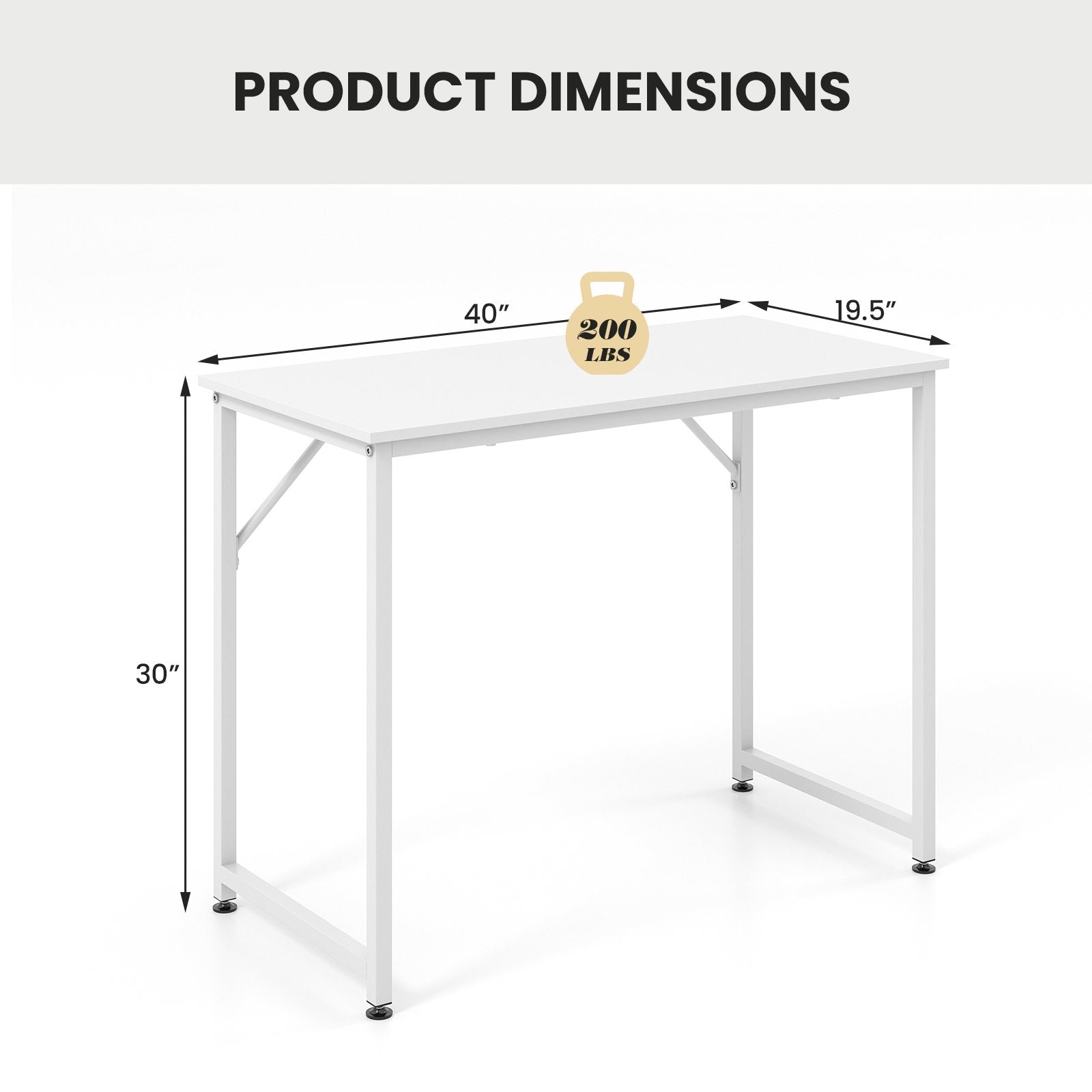 40 Inch Small Computer Desk with Heavy-duty Metal Frame, White Computer Desks   at Gallery Canada