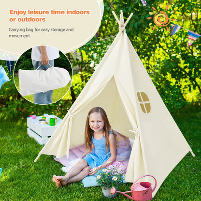 Foldable Kids Canvas Teepee Play Tent, Beige Play Tents & Playhouse   at Gallery Canada