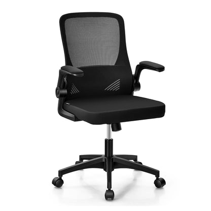 Swivel Mesh Office Chair with Foldable Backrest and Flip-Up Arms, Black Mesh Chairs   at Gallery Canada