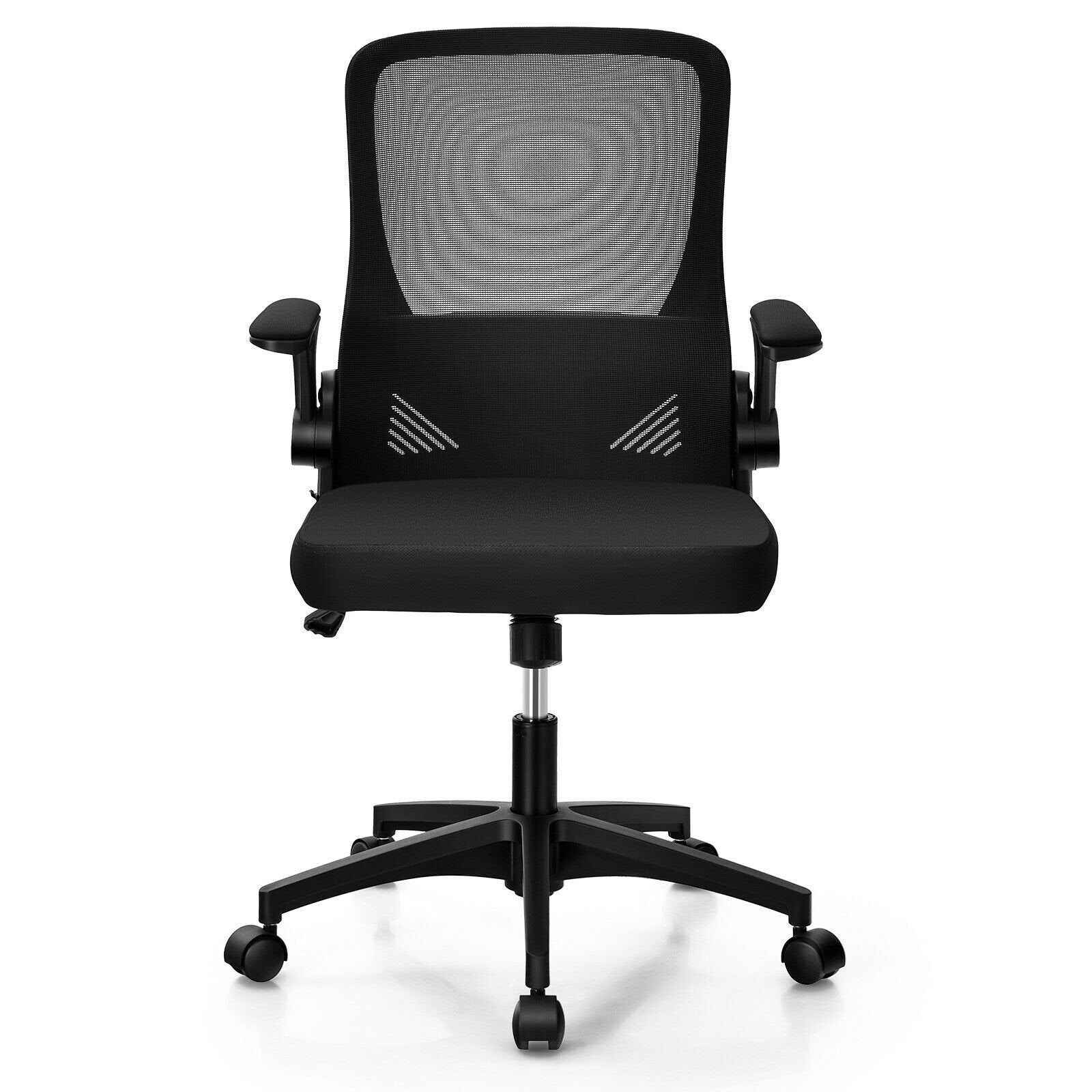 Swivel Mesh Office Chair with Foldable Backrest and Flip-Up Arms, Black Mesh Chairs   at Gallery Canada