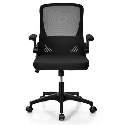 Swivel Mesh Office Chair with Foldable Backrest and Flip-Up Arms, Black Mesh Chairs   at Gallery Canada