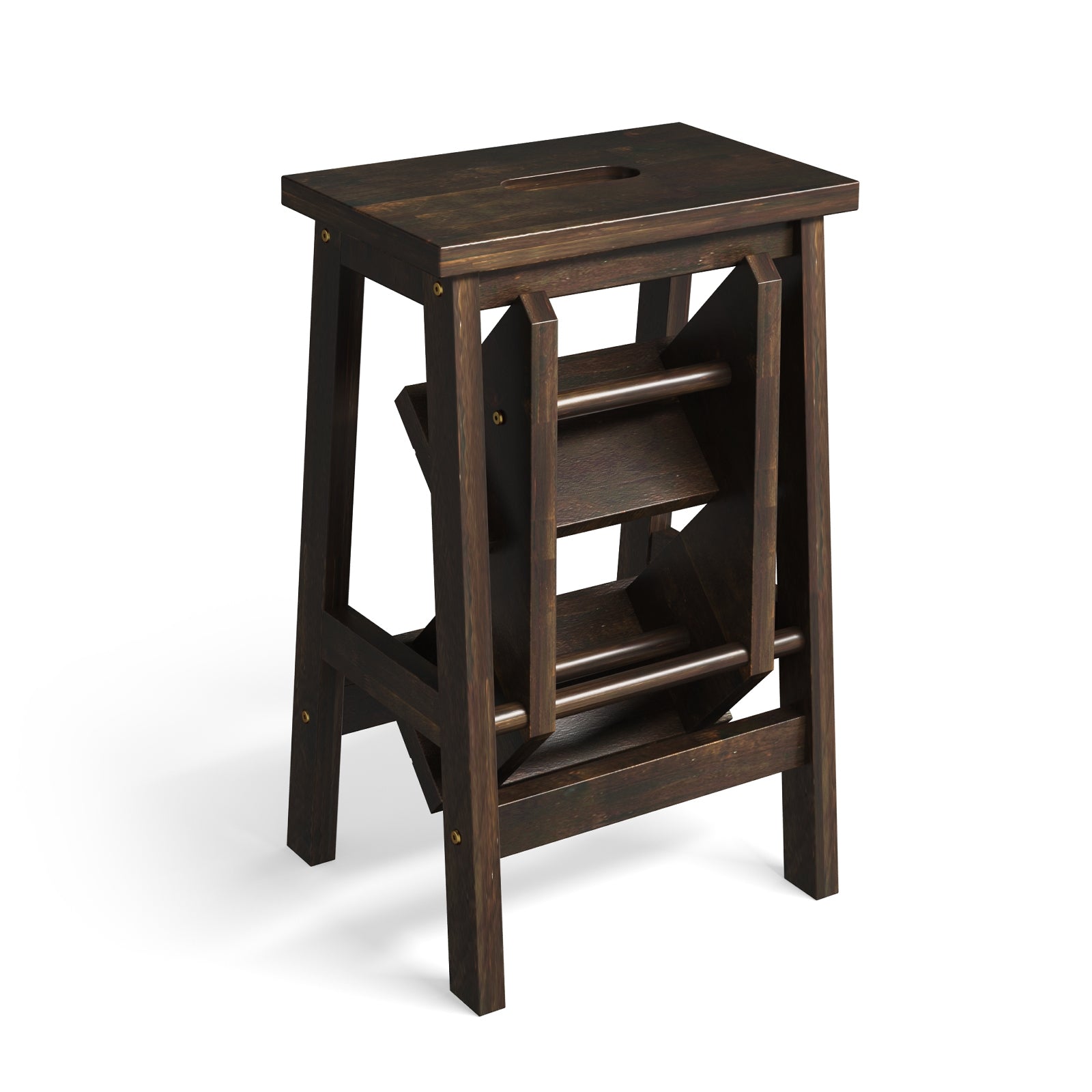 3-in-1 Rubber Wood Step Stool with Convenient Handle, Brown Kitchen Utensils   at Gallery Canada