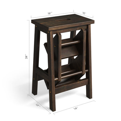 3-in-1 Rubber Wood Step Stool with Convenient Handle, Brown Kitchen Utensils   at Gallery Canada