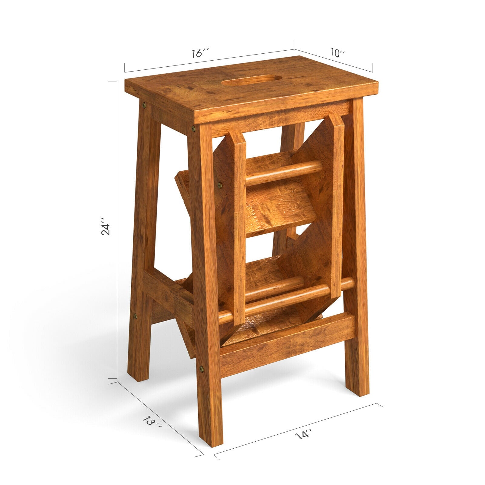 3-in-1 Rubber Wood Step Stool with Convenient Handle, Coffee Kitchen Utensils   at Gallery Canada