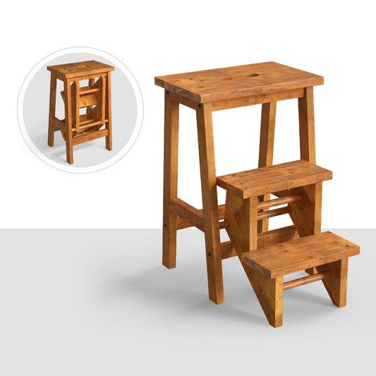 3-in-1 Rubber Wood Step Stool with Convenient Handle, Coffee Kitchen Utensils Coffee  at Gallery Canada