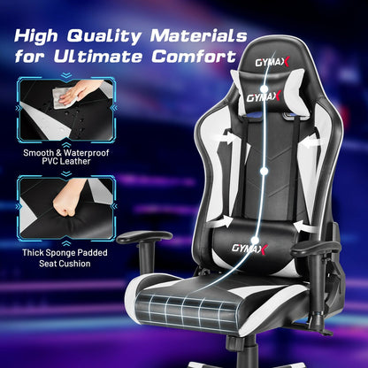 Gaming Chair Adjustable Swivel Racing Style Computer Office Chair, White Gaming Chairs   at Gallery Canada