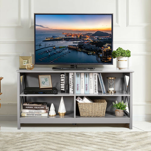 Wooden TV Stand Entertainment Media Center, Gray