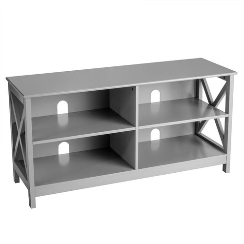 Wooden TV Stand Entertainment Media Center, Gray