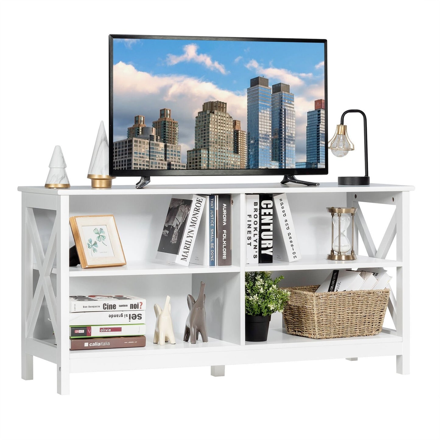 Wooden TV Stand Entertainment Media Center, White Entertainment Centers & TV Stands   at Gallery Canada