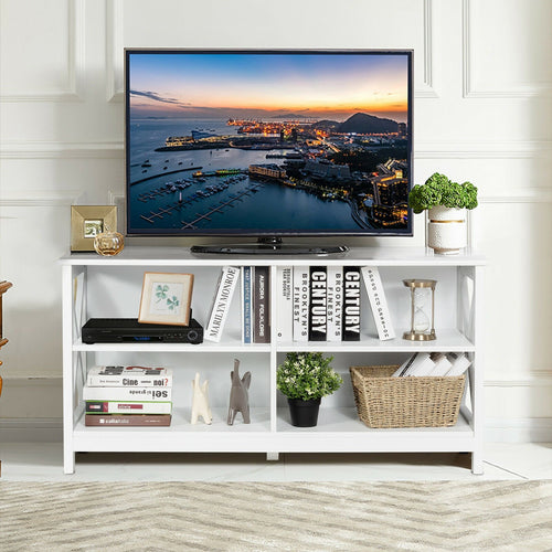 Wooden TV Stand Entertainment Media Center, White